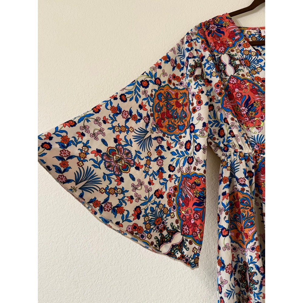 Anthropologie Boemo Womens Paisley Floral Bell Sleeve Maxi Dress Large Bohemian - Picture 5 of 6
